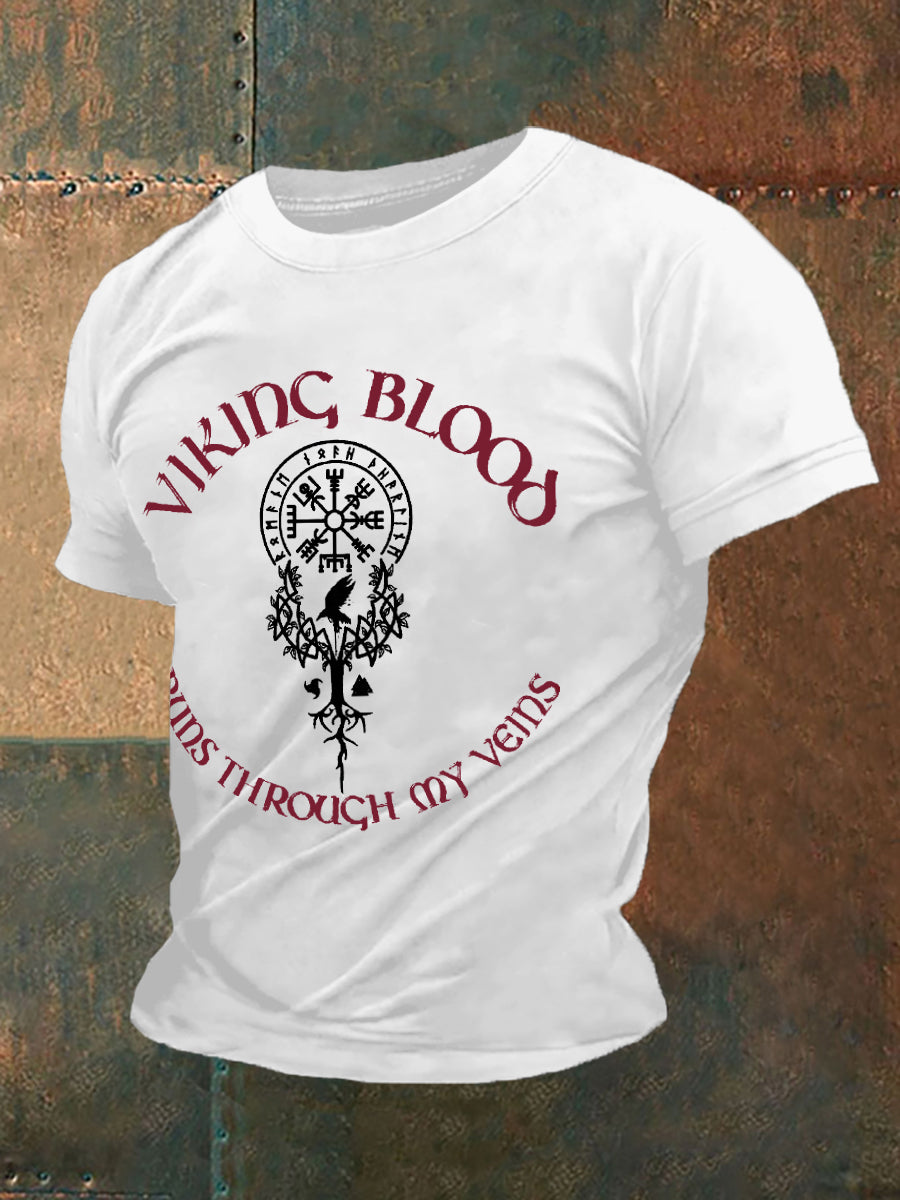 Herrens Retro Viking Blod Nordic Style Casual Tee