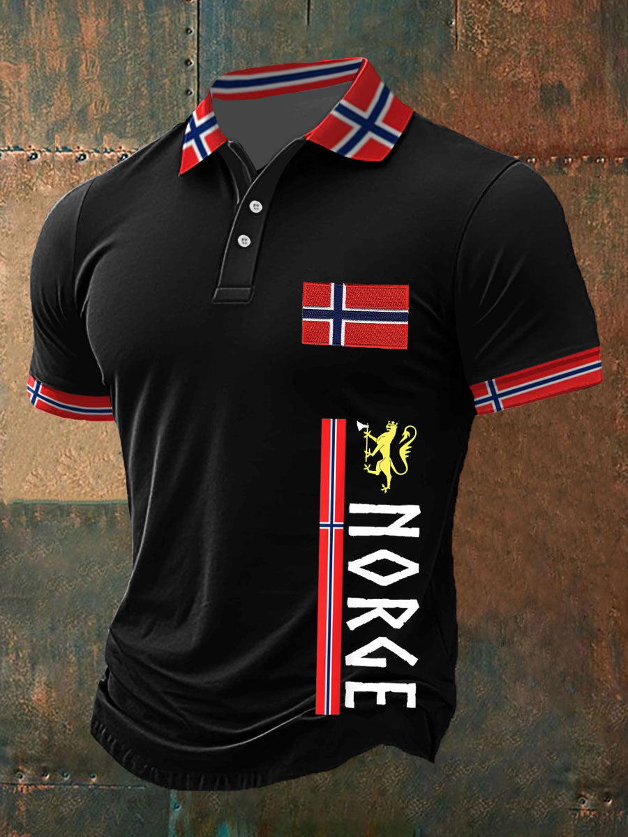 Mäns norska tryckt polo skjjorta