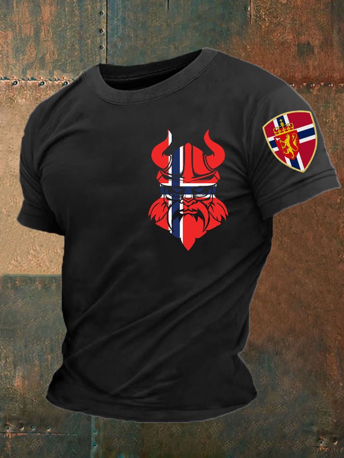Män Norge Viking Tryckt T-shirt