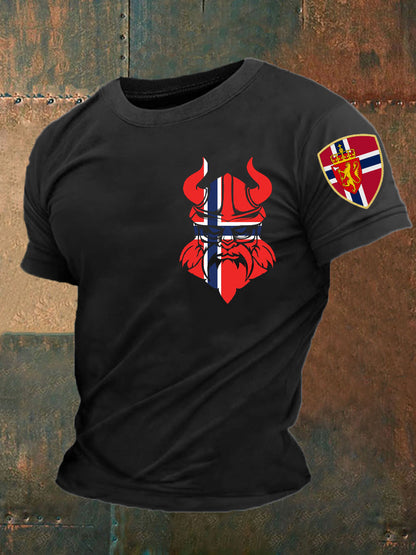 Män Norge Viking Tryckt T-shirt
