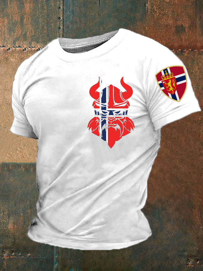 Män Norge Viking Tryckt T-shirt