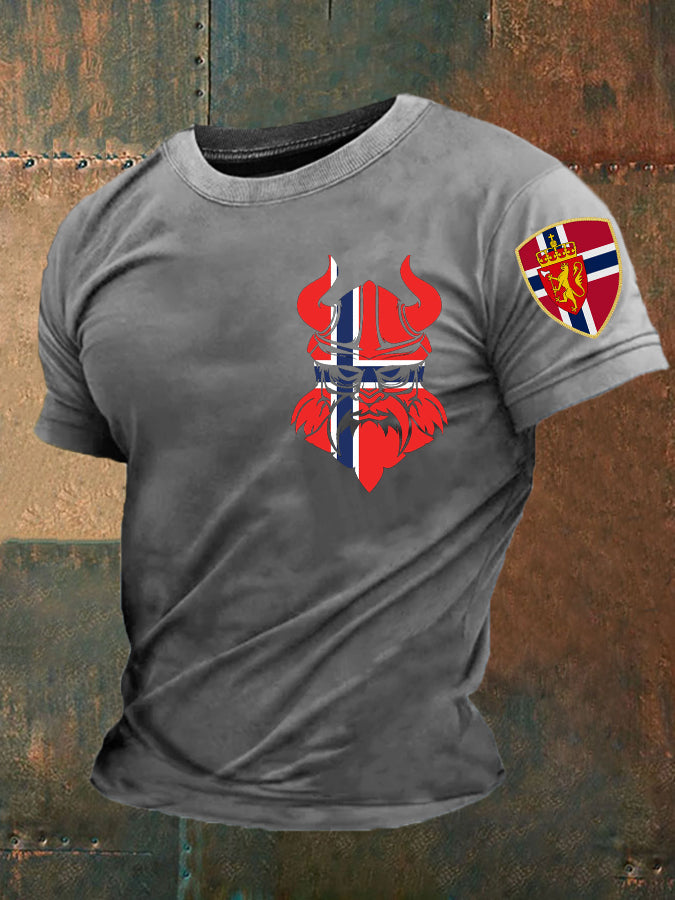 Män Norge Viking Tryckt T-shirt