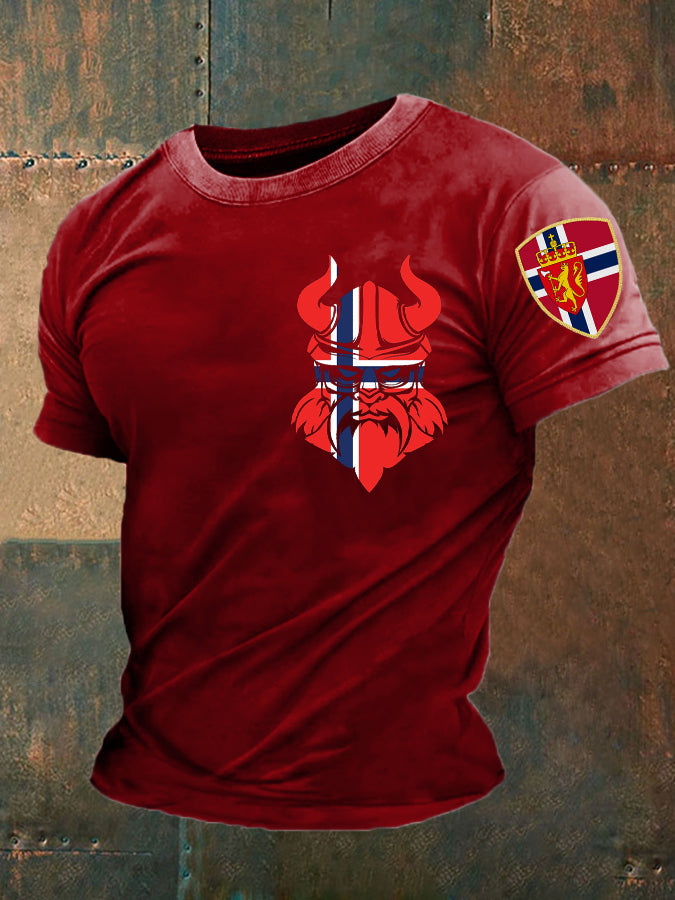 Män Norge Viking Tryckt T-shirt