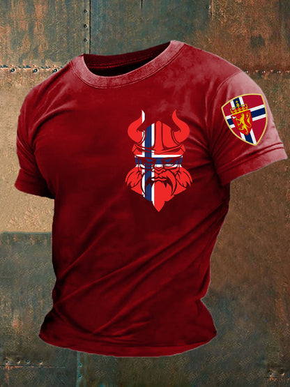 Män Norge Viking Tryckt T-shirt