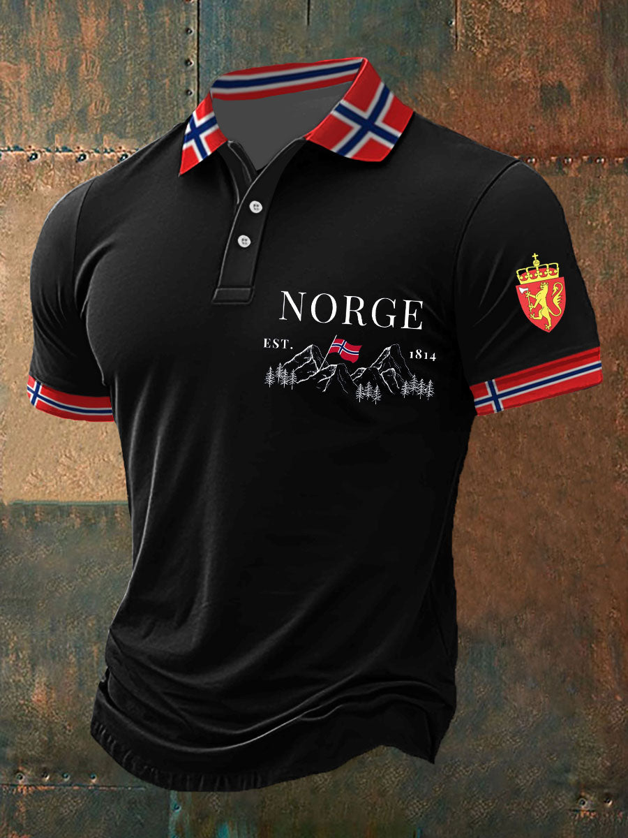 Herrpolo med norskt mönster