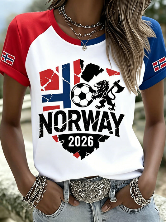 Kvinnors konst Skriv ut T-shirt för att heja på en norsk fotbollsmatch