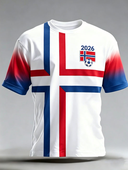 Herrarnas Norge-fotbollsmatch-support konsttryck T-shirt