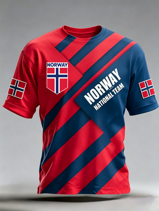 Herrarnas Norge-fotbollsmatch-support konsttryck T-shirt