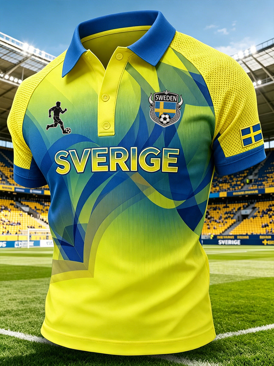 Mäns sport-stil Raglan Polo tröja med fotbolls elementer