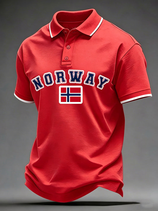 Herrepique med kunsttrykk i norske farger