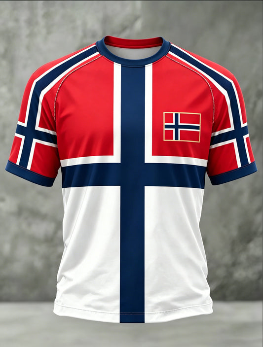 Herregenser med kunsttrykk i norske flaggfarger
