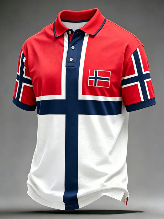 Mäns norska flagga färg Scheme Konst utskrift Polo.
