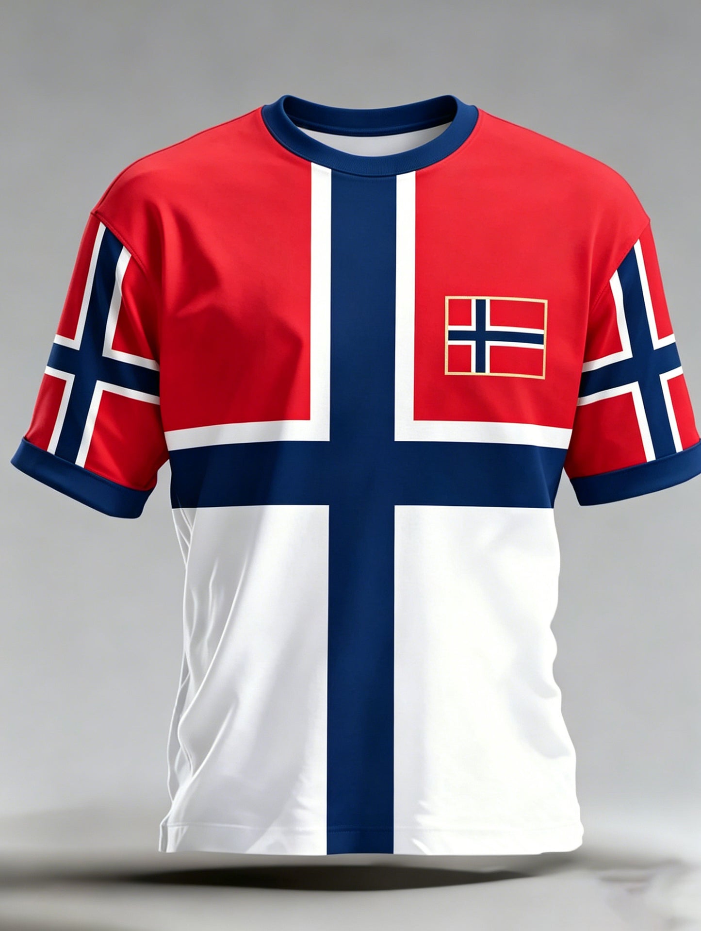 Mäns norska flagg färgschema Konst utskrift T-shirt