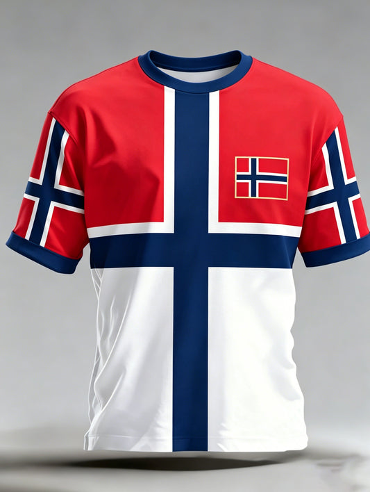 Herre norsk flagg fargeskjema Kunsttrykk T-skjorte