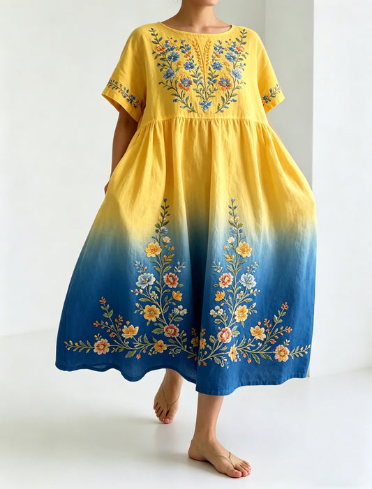 Dame svensk midtsommerfest minnekunsttrykk lang kjole