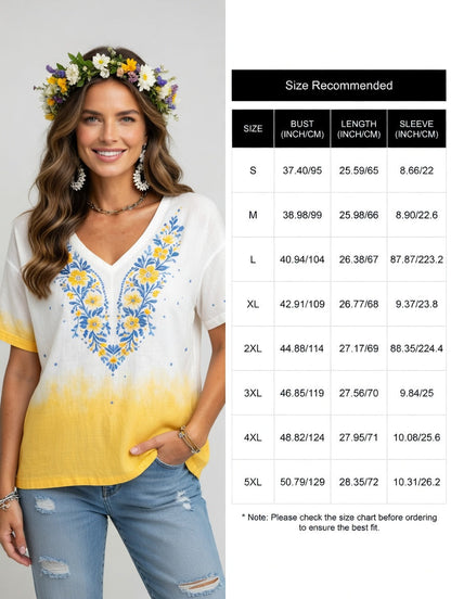 Damer Svensk midsommarfest minnesartprint T-shirt med V-ringning