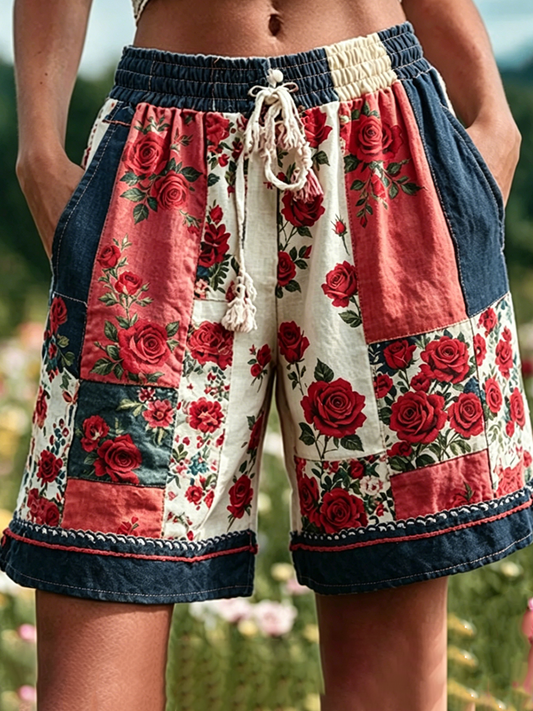 Kvinners blomster print bukser shorts
