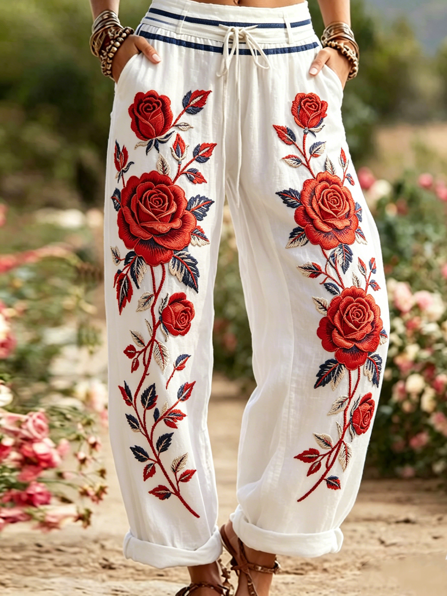 Damslag bylskinn med blommönster, bekväma och hög elastiskt.