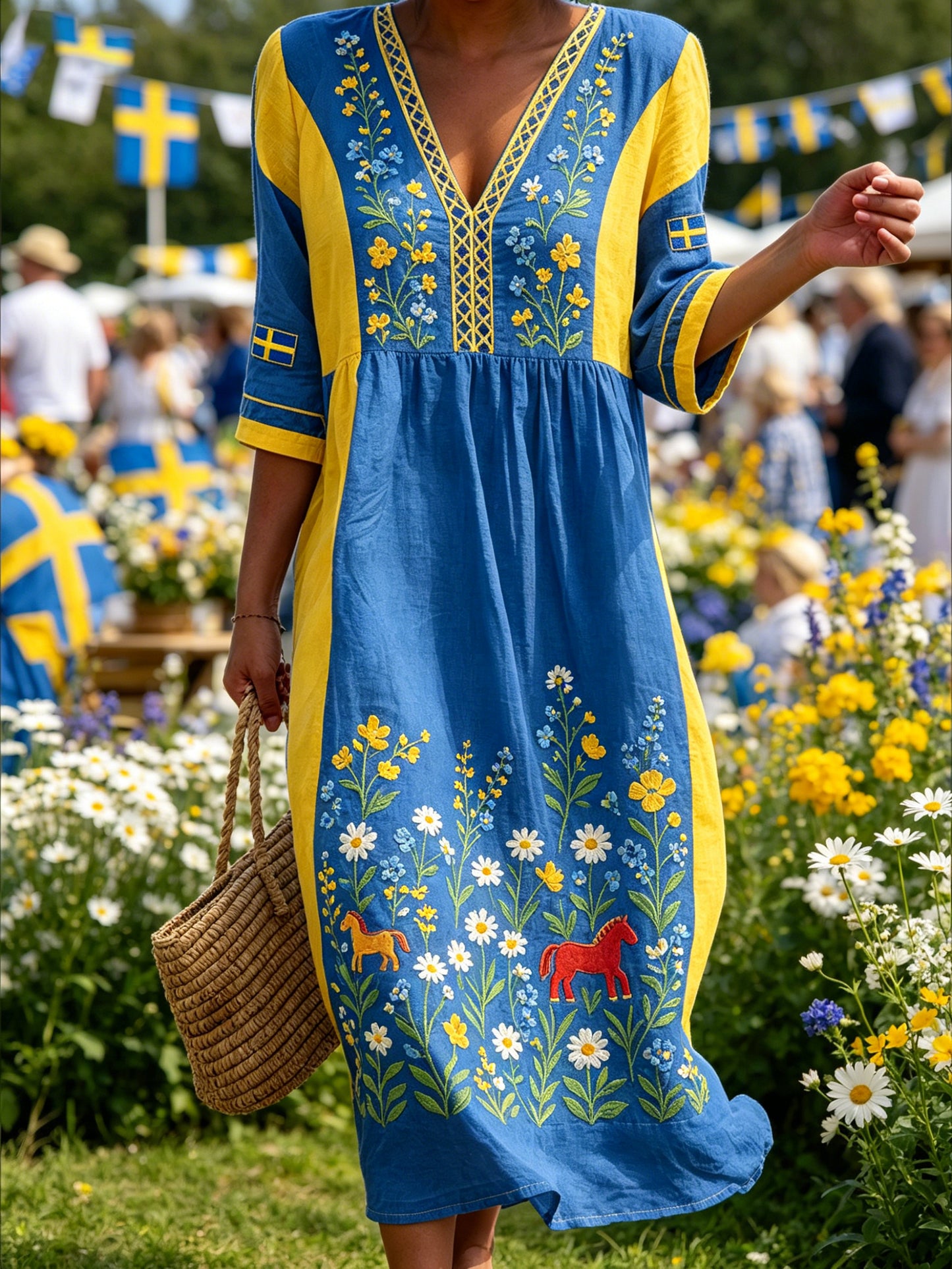 Damsommarklänning med blommönster