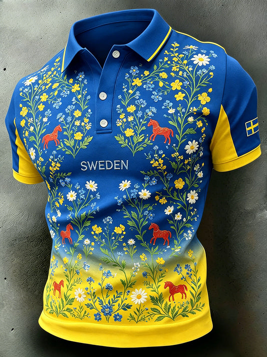Herreskjorte med midtsommerblomstermønster