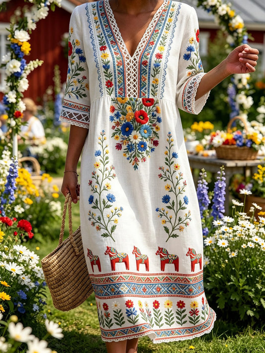 Retromidtsommerfest kunsttrykk avslappet kjole