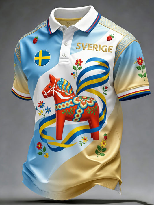 Retro midsommerfest kunsttrykk avslappet pologenser