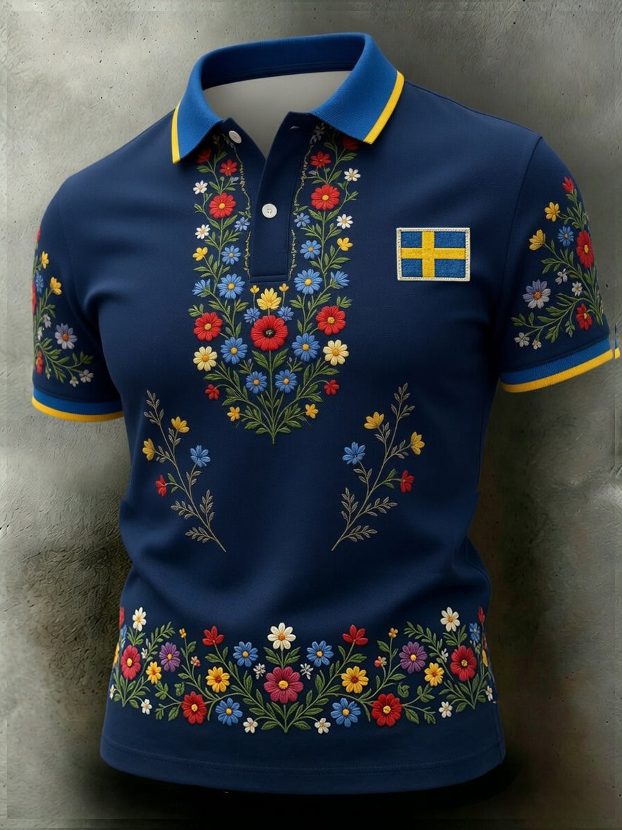 Retro midsommar Festival Konst Skriv ut Casual Polo tröja