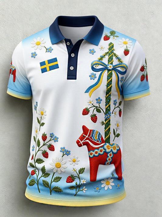 Retro midsommerfest kunsttrykk avslappet pologenser