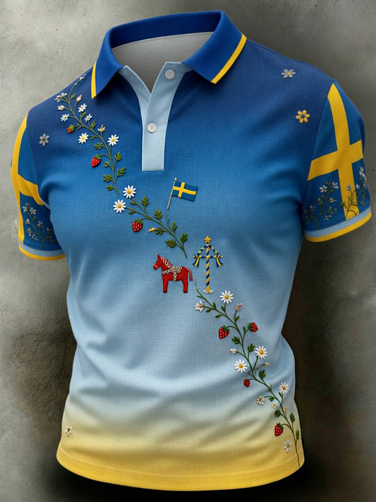 Retro midsommerfest kunsttrykk avslappet pologenser