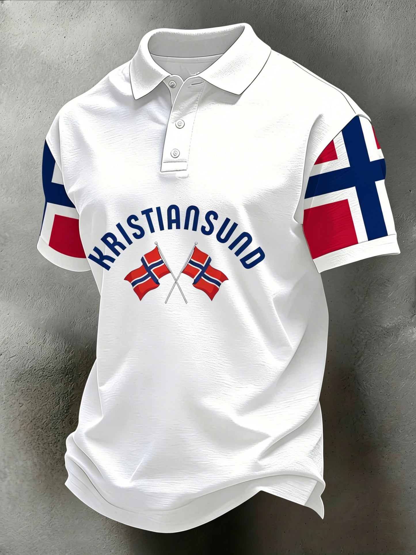 Herrpolo med konsttryck till minne av Norges författningssdag