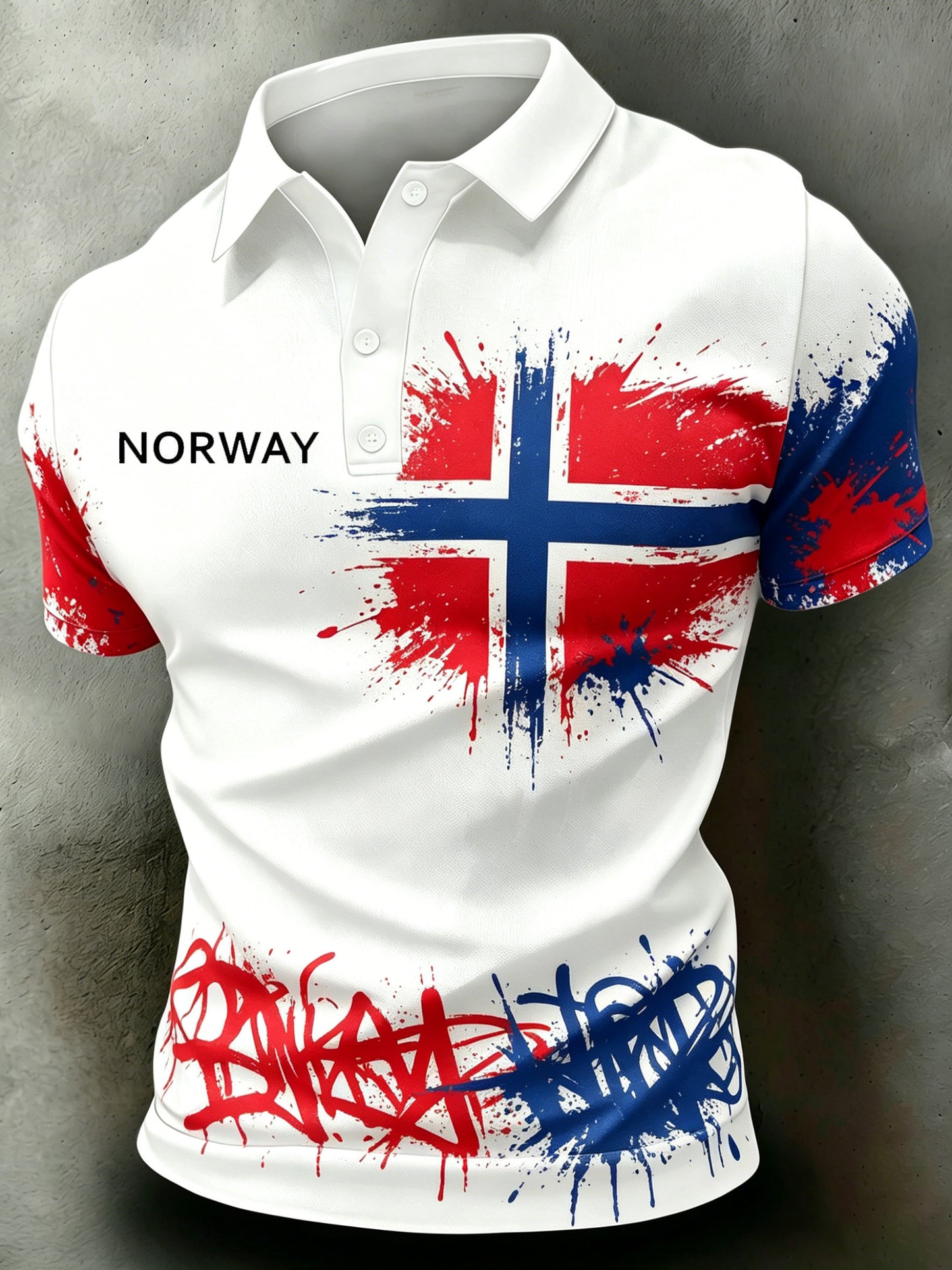 Herrpolo med konsttryck till minne av Norges författningssdag