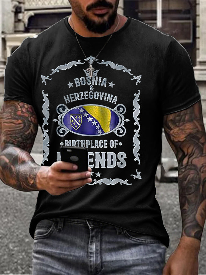 Mäns Bosnia Sport älskare konst tryckt T-shirt