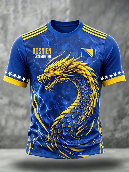 Herregenser med Bosnia- og sportsmotiv, trykt kunst