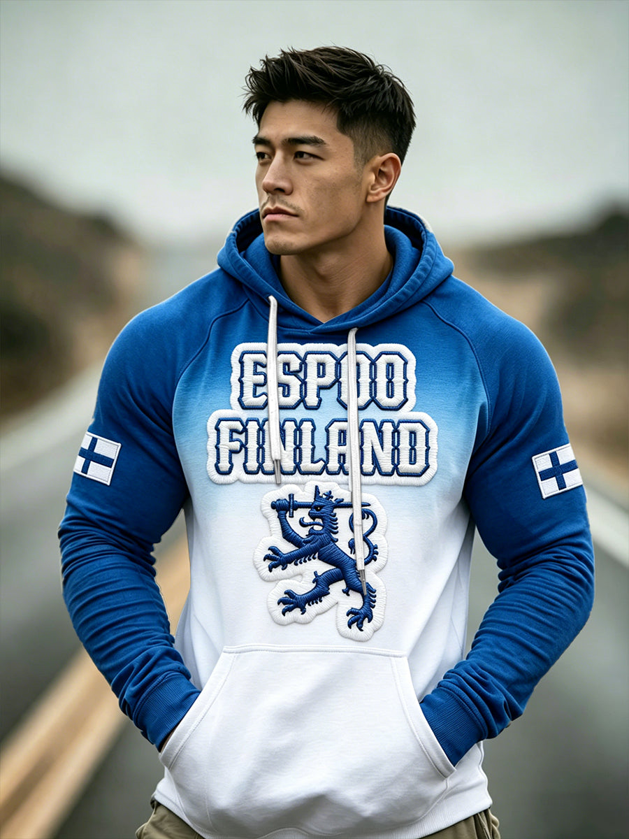 Mäns finska ”Suomi” gradient Tryck Raglan-ärmsluft