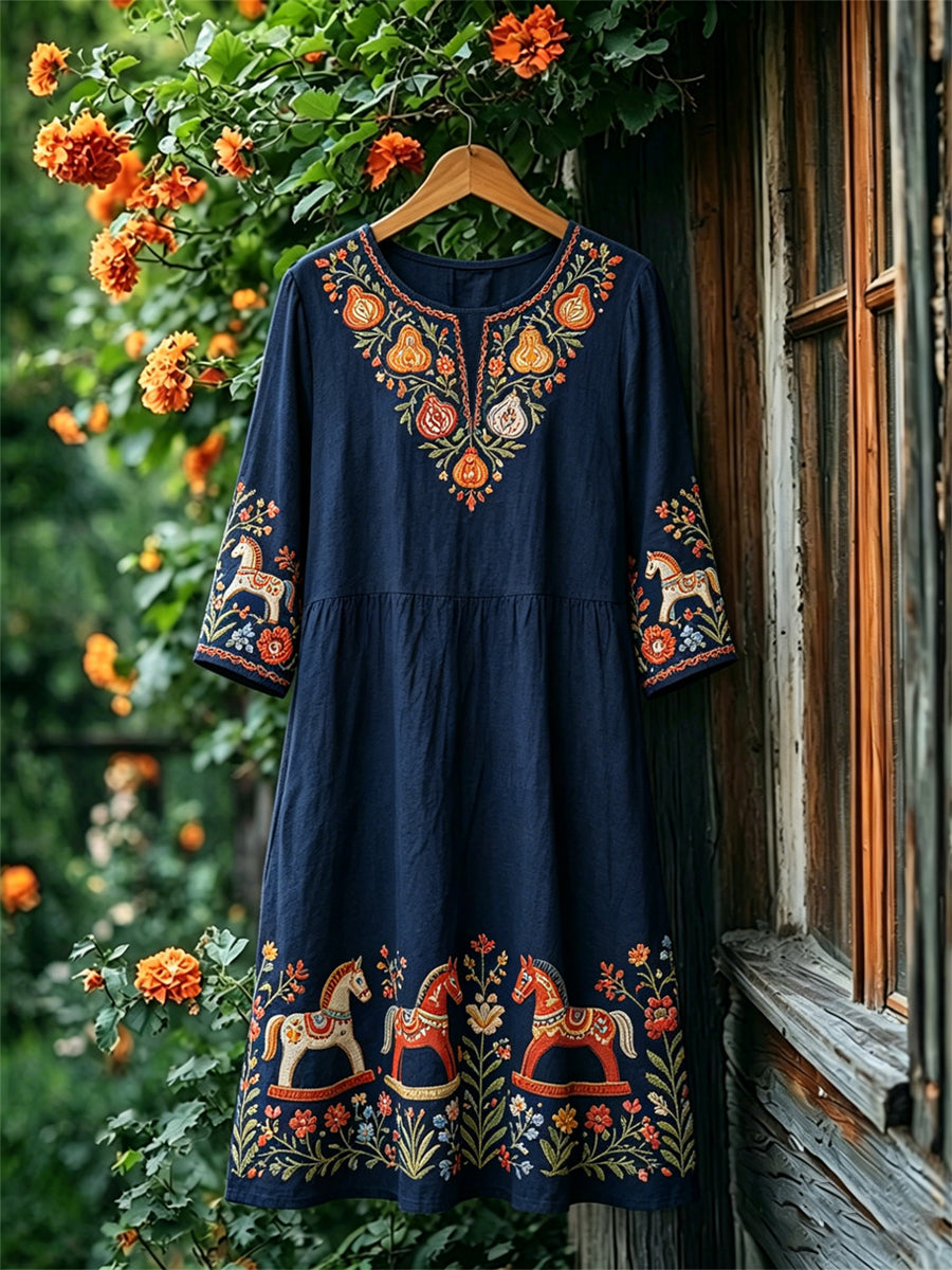 Damer Svenska Midsommar-Printklänningar