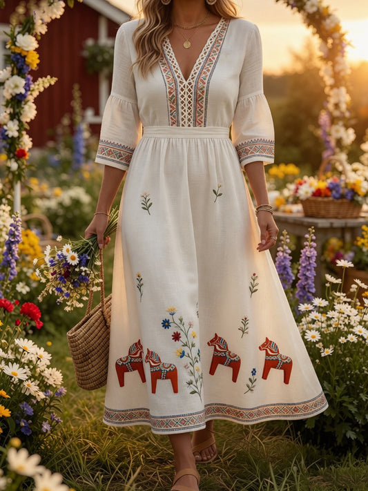Retromidtsommerfest kunsttrykk avslappet kjole