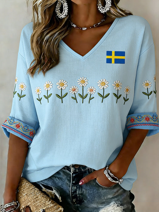 Retro midsommerfest, kunsttrykk, avslappet topp