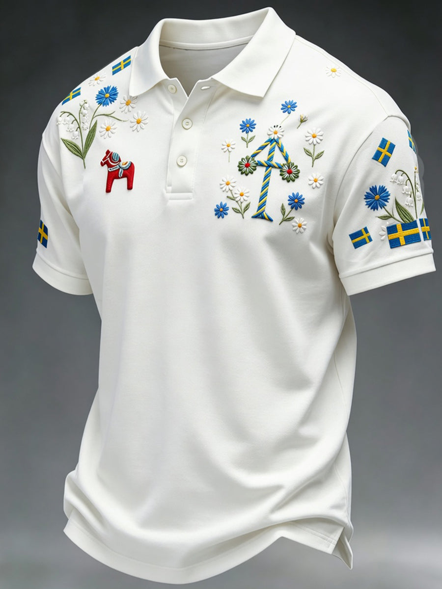 Retro Midsommar Festival Konst Print Polo tröja - Casual & Bekväm