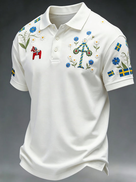 Retro Midsommer Festival Kunst Print Polo skjorte - Uformell & Komfortabel