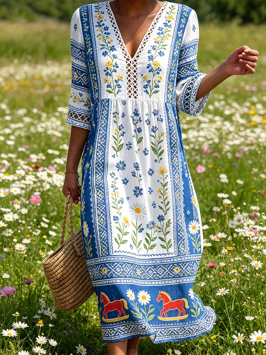 Damsommarklänning med blommönster