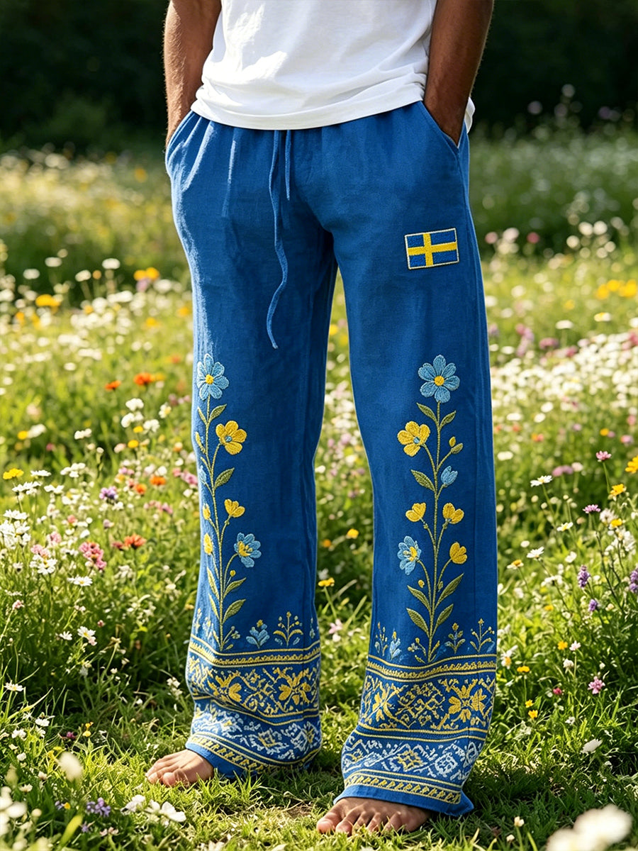 Mäns Casual byxor med midsommar-tema Floral Print