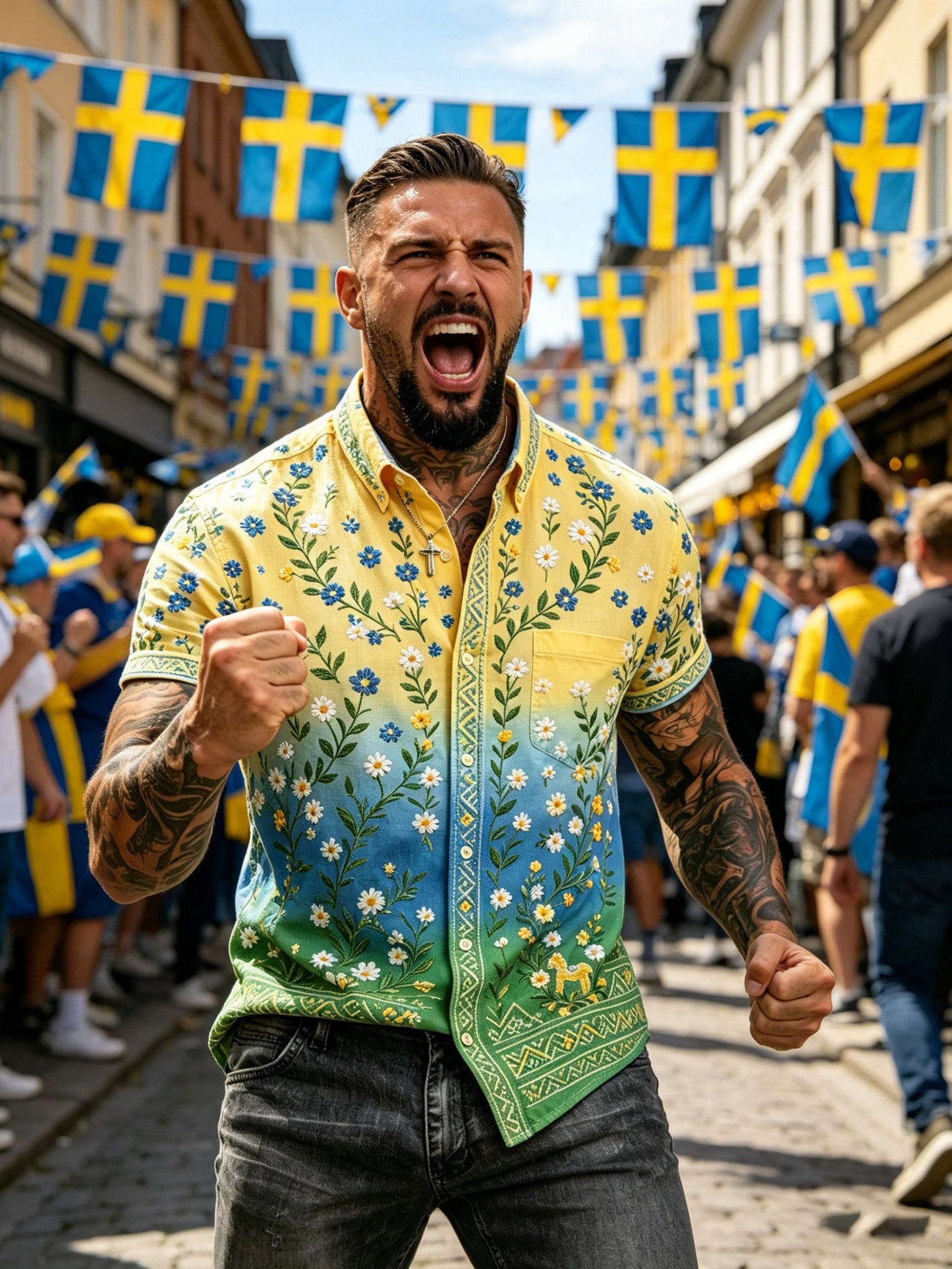 Mäns midsommar Festival minneskonst Skriv ut kortärmskjort