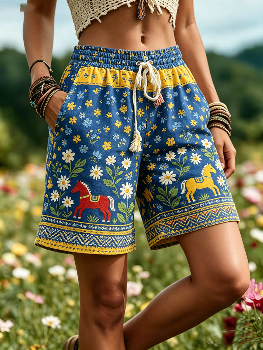 Damer Svensk midsommarfest minnesart-print shorts
