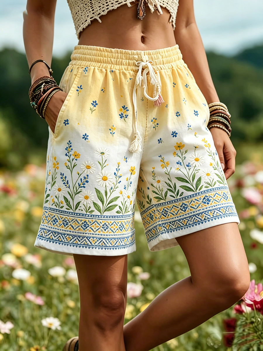 Damer Svensk midsommarfest minnesart-print shorts