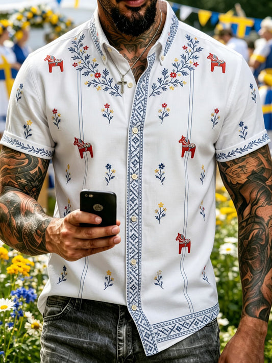 Retro midsommarfest konsttryck avslappnad tröja
