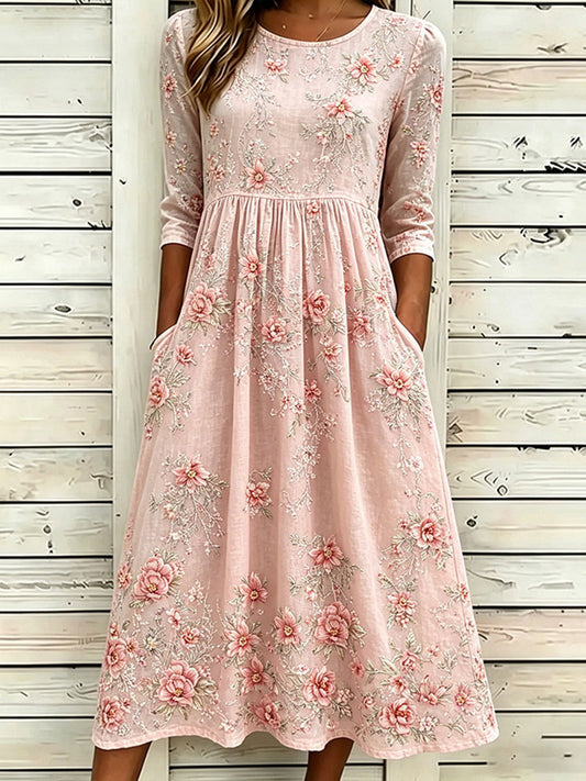Damekjole med blomstermønster, uformell stil
