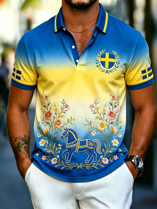 Retro svensk stripete polotrøye for menn i uformell stil