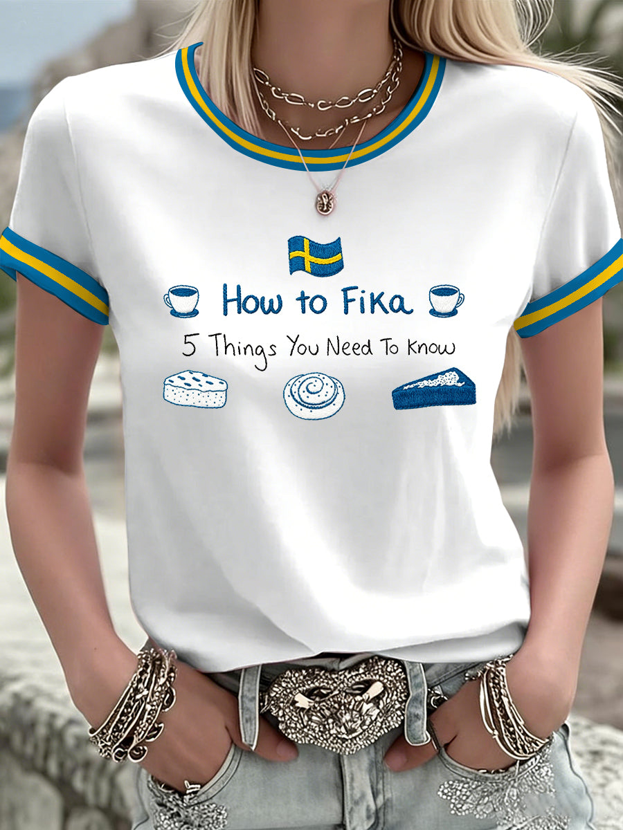 Damsvensk tryckt t-shirt