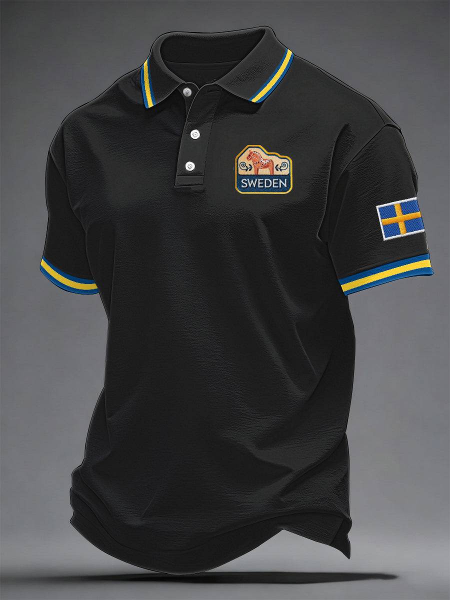 Herrkläder svensk tryckt avslappnad topp