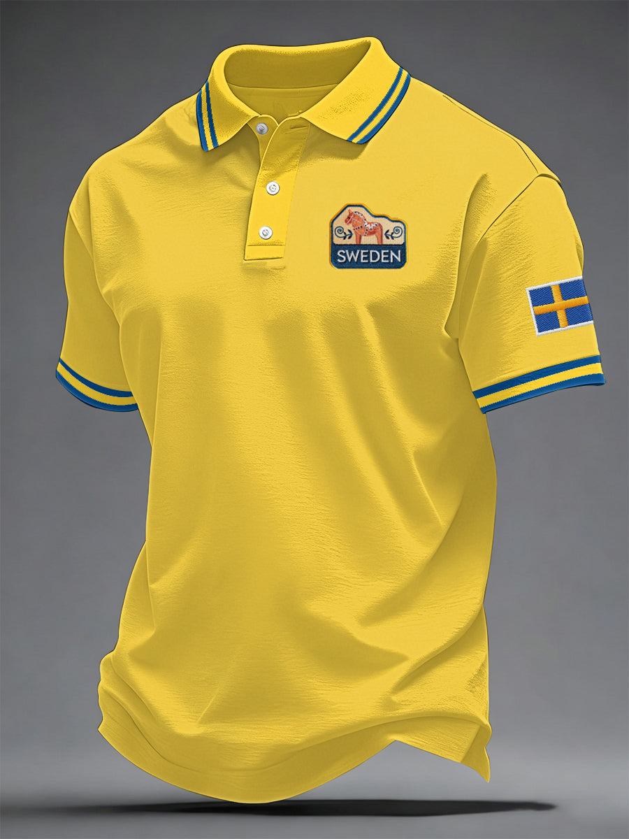 Herrkläder svensk tryckt avslappnad topp